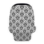 White And Black Damask Pattern Print Baby Seat Cover