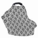 White And Black Damask Pattern Print Baby Seat Cover
