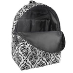 White And Black Damask Pattern Print Backpack