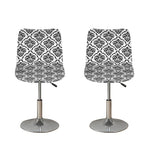 White And Black Damask Pattern Print Bar Stool Covers