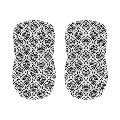 White And Black Damask Pattern Print Bar Stool Covers