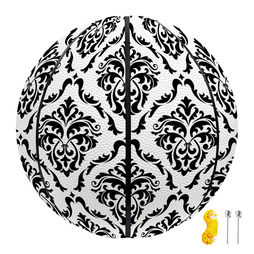 White And Black Damask Pattern Print Basketball