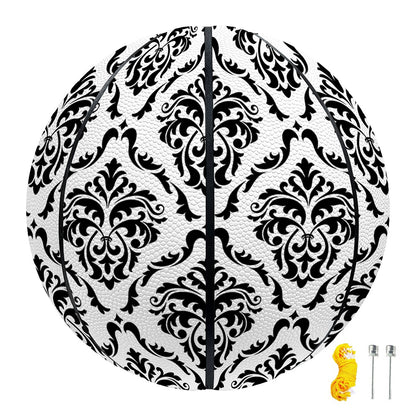 White And Black Damask Pattern Print Basketball