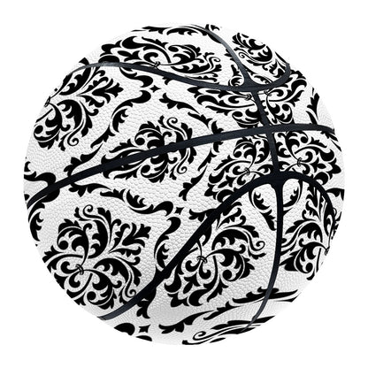 White And Black Damask Pattern Print Basketball