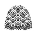 White And Black Damask Pattern Print Beanie