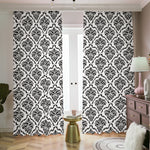 White And Black Damask Pattern Print Blackout Pencil Pleat Curtains