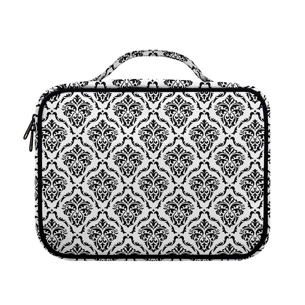 White And Black Damask Pattern Print Briefcase Bible Bag