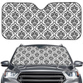 White And Black Damask Pattern Print Car Windshield Sun Shade