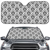 White And Black Damask Pattern Print Car Windshield Sun Shade