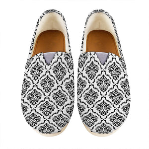 White And Black Damask Pattern Print Casual Shoes