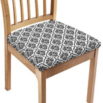 White And Black Damask Pattern Print Chair Cushion Cover