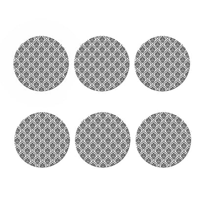 White And Black Damask Pattern Print Coaster Set