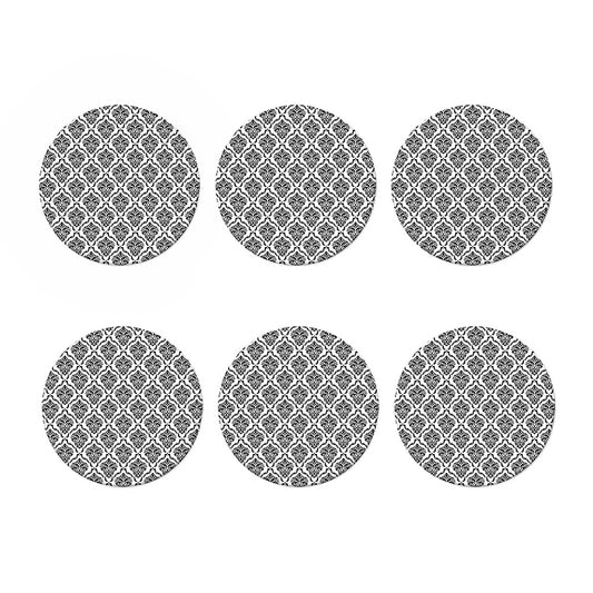 White And Black Damask Pattern Print Coaster Set