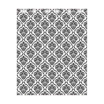White And Black Damask Pattern Print Curtain