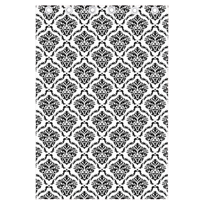 White And Black Damask Pattern Print Curtain