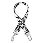 White And Black Damask Pattern Print Dog Seat Belt