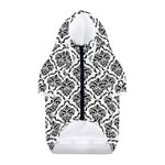 White And Black Damask Pattern Print Dog Zip Up Hoodie