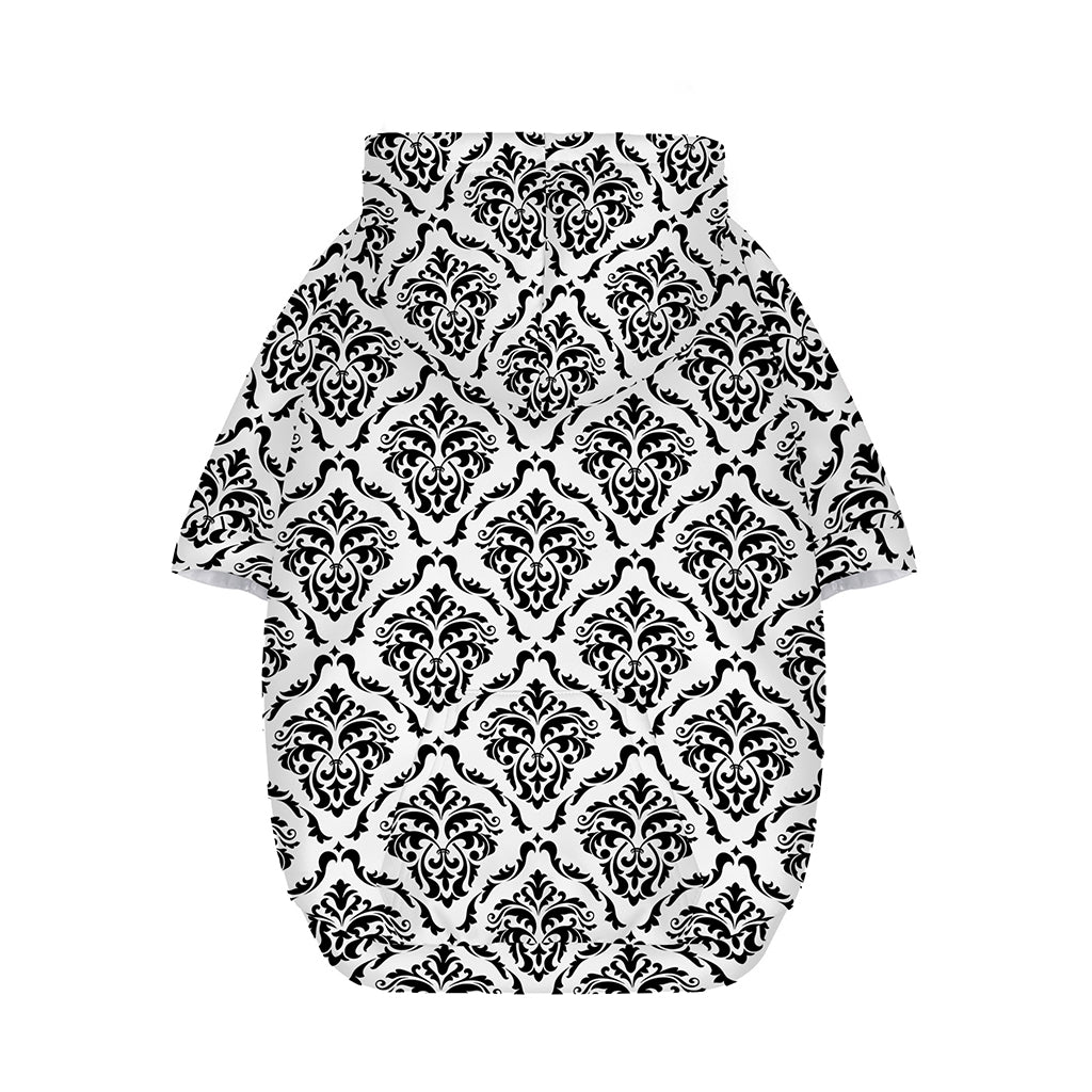 White And Black Damask Pattern Print Dog Zip Up Hoodie