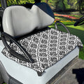 White And Black Damask Pattern Print Golf Cart Seat Cover