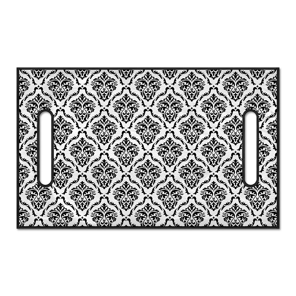 White And Black Damask Pattern Print Golf Cart Seat Cover