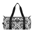 White And Black Damask Pattern Print Gym Bag