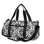White And Black Damask Pattern Print Gym Bag