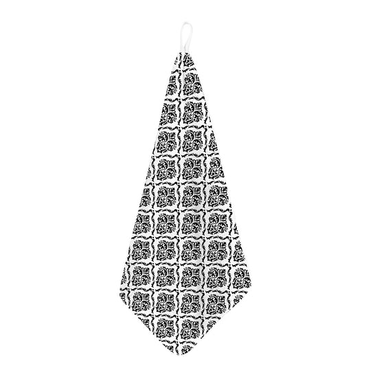 White And Black Damask Pattern Print Hand Towel