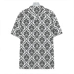 White And Black Damask Pattern Print Hawaiian Shirt