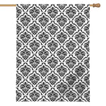 White And Black Damask Pattern Print House Flag