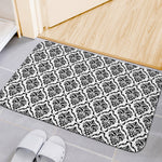 White And Black Damask Pattern Print Indoor Door Mat