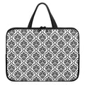 White And Black Damask Pattern Print Laptop Sleeve With Handle