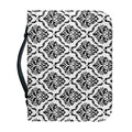 White And Black Damask Pattern Print Leather Bible Cover