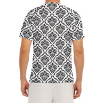 White And Black Damask Pattern Print Men's Short Sleeve Rash Guard