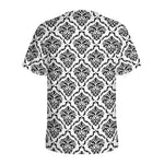White And Black Damask Pattern Print Men's Sports T-Shirt