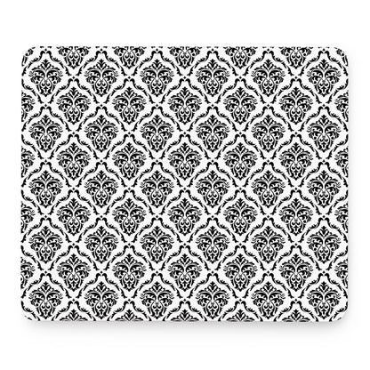 White And Black Damask Pattern Print Mouse Pad
