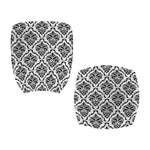 White And Black Damask Pattern Print Office Chair Cover