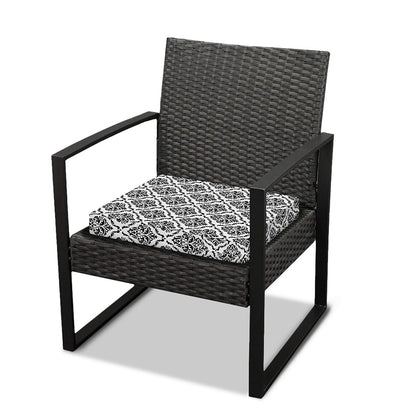 White And Black Damask Pattern Print Outdoor Seat Cushion Cover