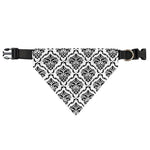 White And Black Damask Pattern Print Over The Collar Dog Bandana