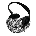 White And Black Damask Pattern Print Pet Sling Carrier