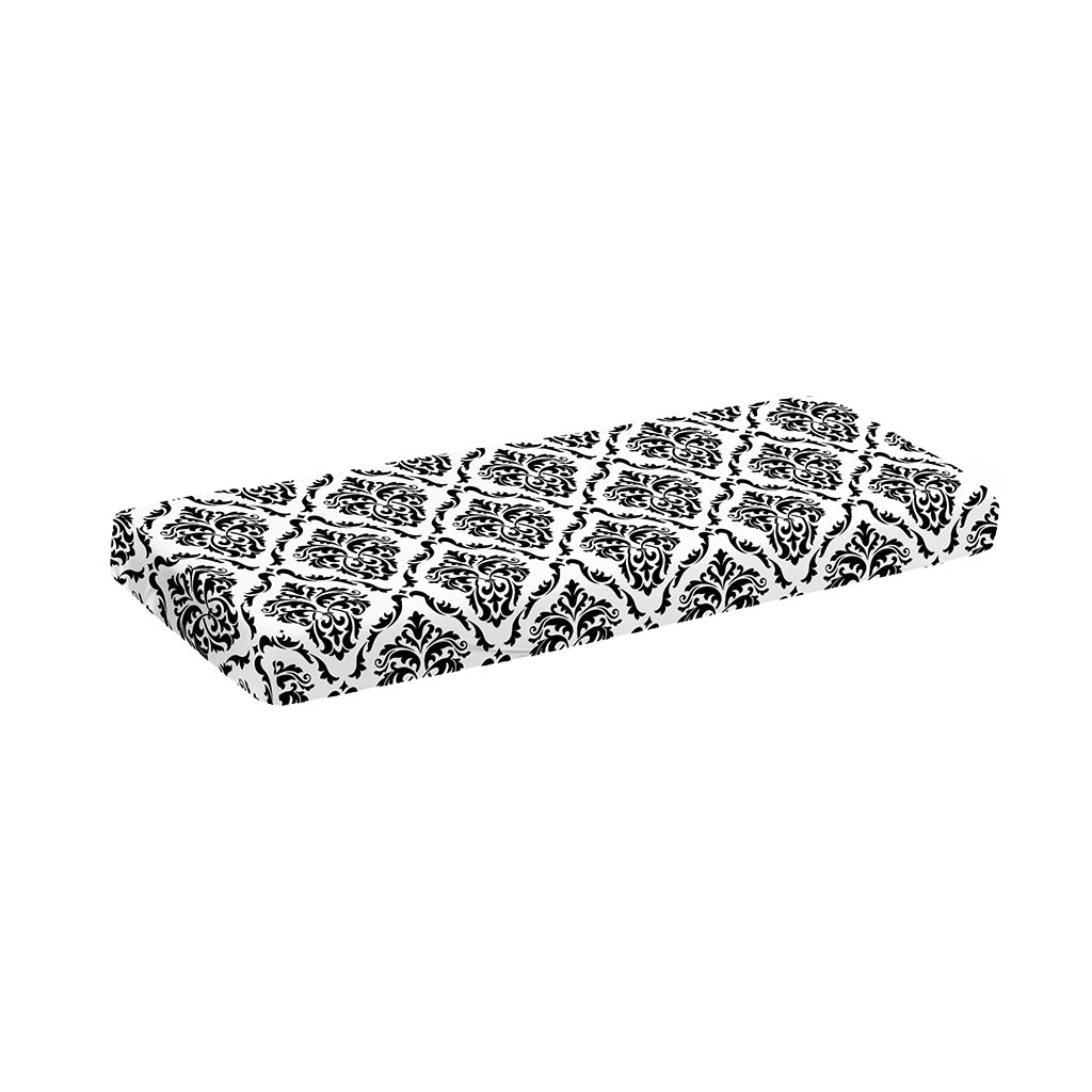 White And Black Damask Pattern Print Piano Keyboard Cover