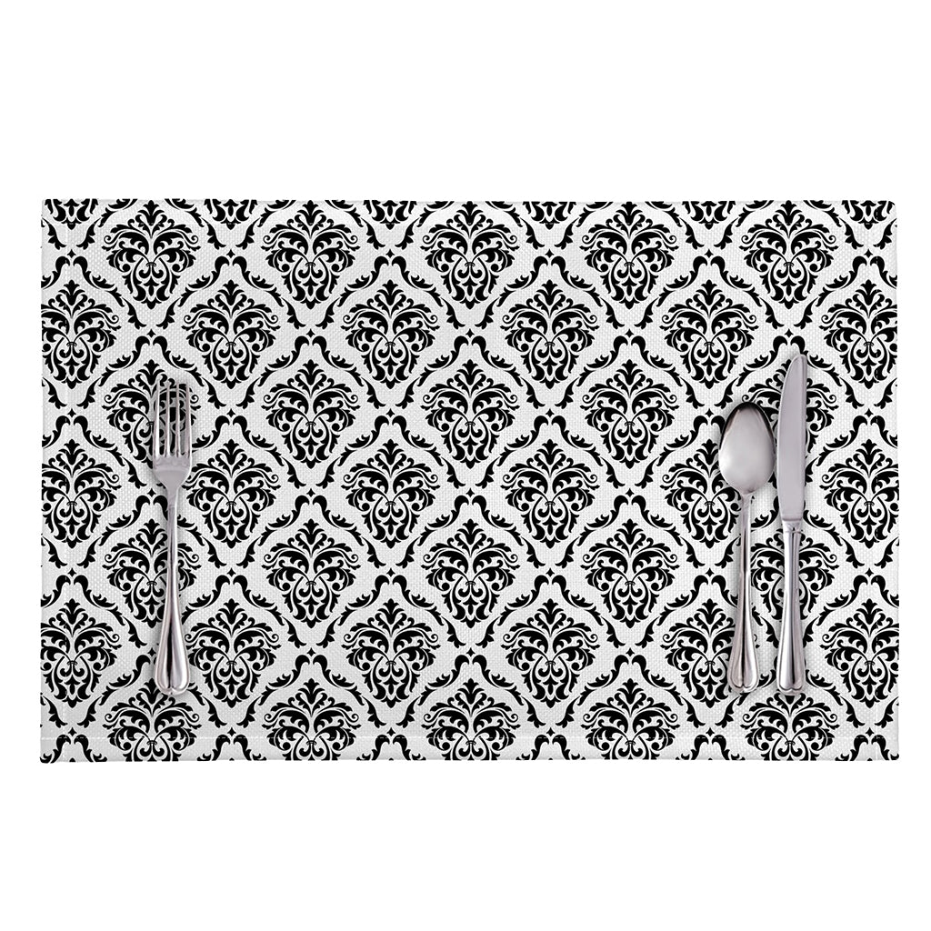 White And Black Damask Pattern Print Placemat