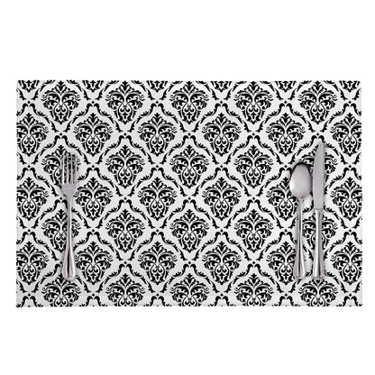 White And Black Damask Pattern Print Placemat