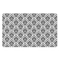 White And Black Damask Pattern Print Polyester Doormat