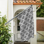 White And Black Damask Pattern Print Polyester Flag
