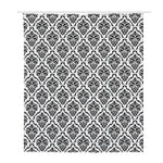 White And Black Damask Pattern Print Polyester Shower Curtain