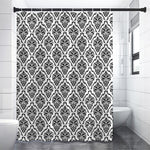 White And Black Damask Pattern Print Premium Shower Curtain