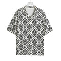White And Black Damask Pattern Print Rayon Hawaiian Shirt