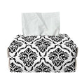 White And Black Damask Pattern Print Rectangle Tissue Box Cover