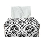White And Black Damask Pattern Print Rectangle Tissue Box Cover