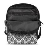 White And Black Damask Pattern Print Rectangular Crossbody Bag